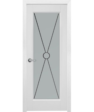 Дверь с ПВХ покрытием Эмма 170 ДО (Софт Белый, Гравировка)