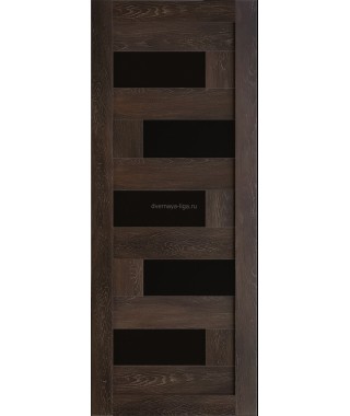 Дверь из экошпона Домино Шале мореный (черное стекло)