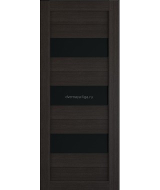 Дверь из экошпона Техно 3 Орех темный (черное стекло)